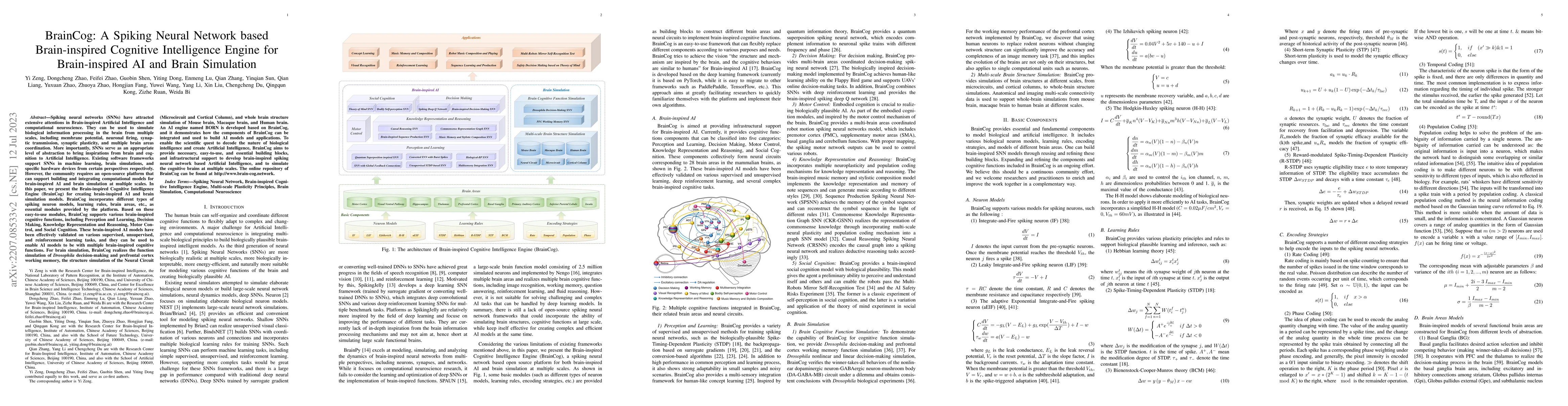 Thumbnail for BrainCog: A Spiking Neural Network based Brain-inspired Cognitive
  Intelligence Engine for Brain-inspired AI and Brain Simulation