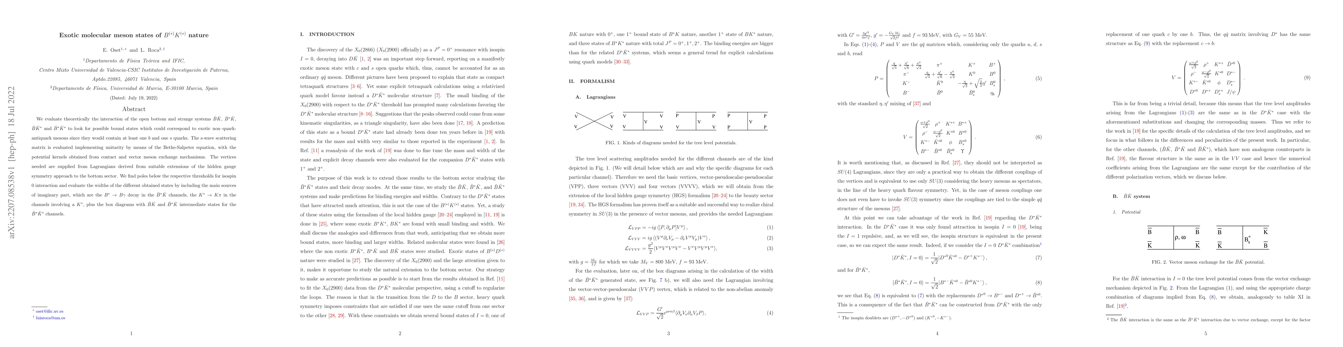 Thumbnail for Exotic molecular meson states of $B^{(*)} K^{(*)}$ nature