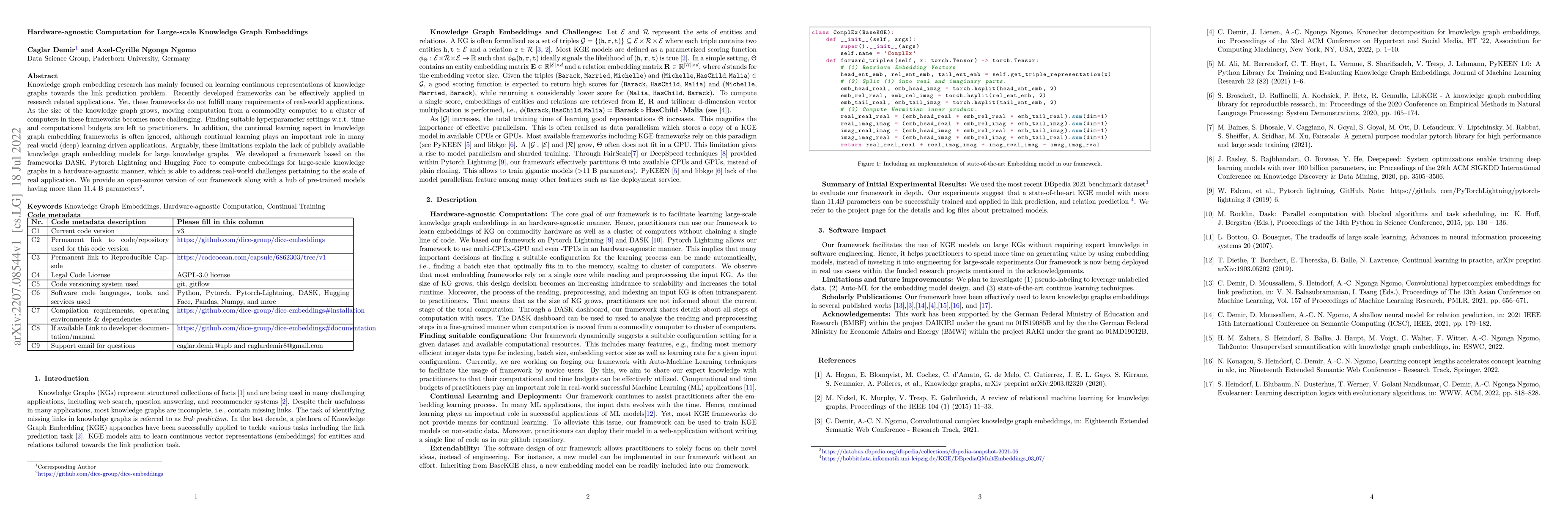 Thumbnail for Hardware-agnostic Computation for Large-scale Knowledge Graph Embeddings