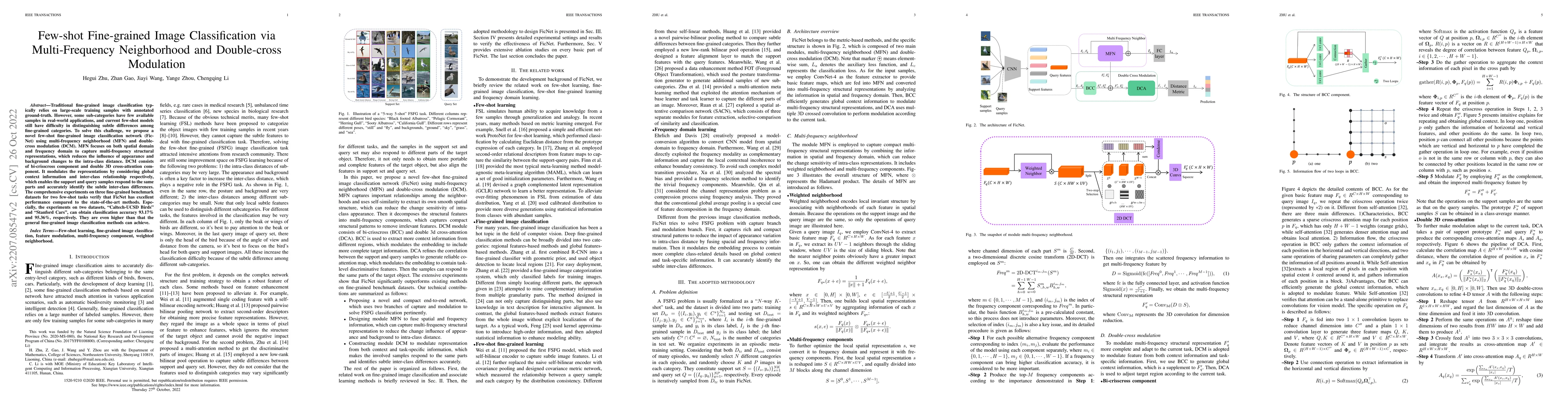 Thumbnail for Few-shot Fine-grained Image Classification via Multi-Frequency
  Neighborhood and Double-cross Modulation