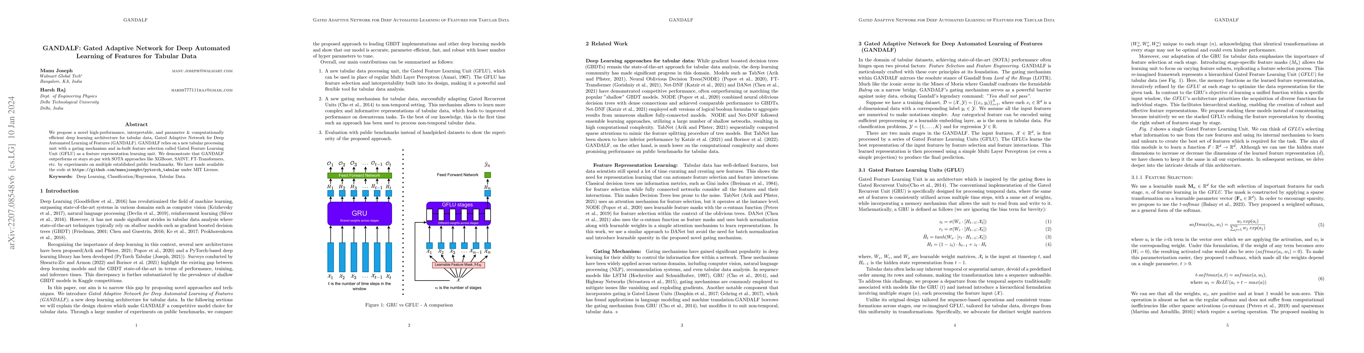 Thumbnail for GANDALF: Gated Adaptive Network for Deep Automated Learning of Features
