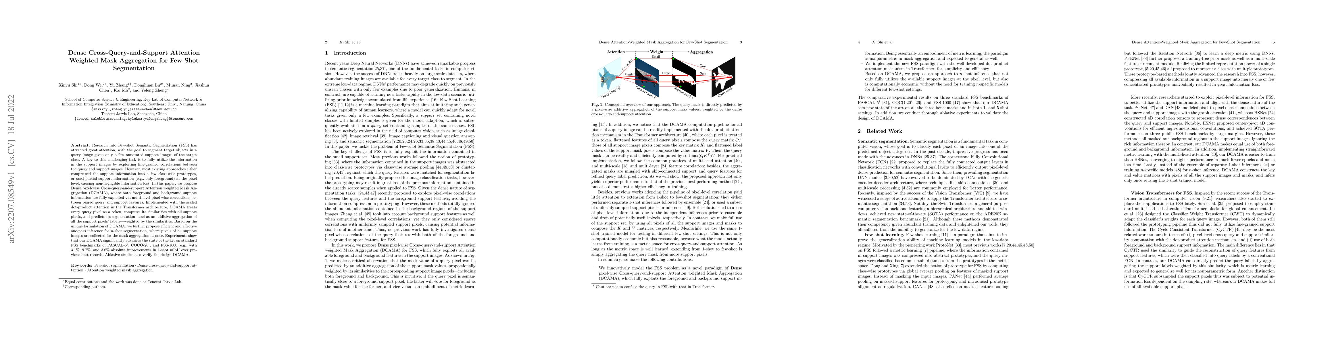 Thumbnail for Dense Cross-Query-and-Support Attention Weighted Mask Aggregation for
  Few-Shot Segmentation