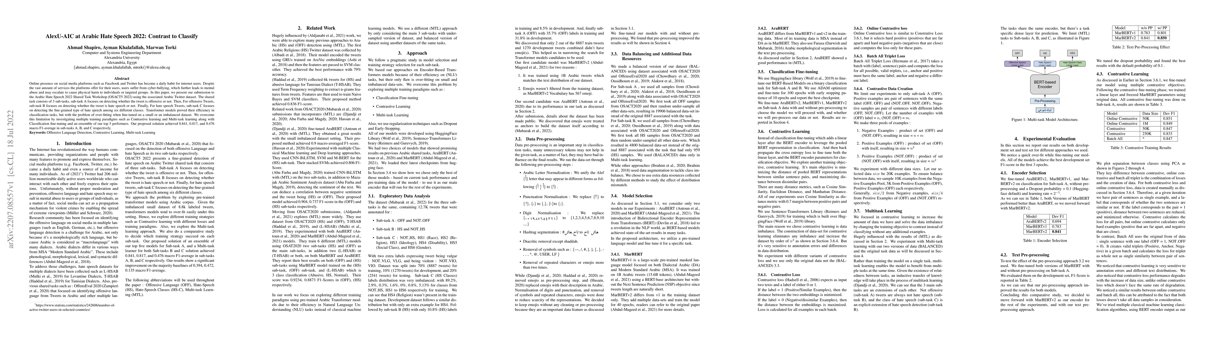 Thumbnail for AlexU-AIC at Arabic Hate Speech 2022: Contrast to Classify