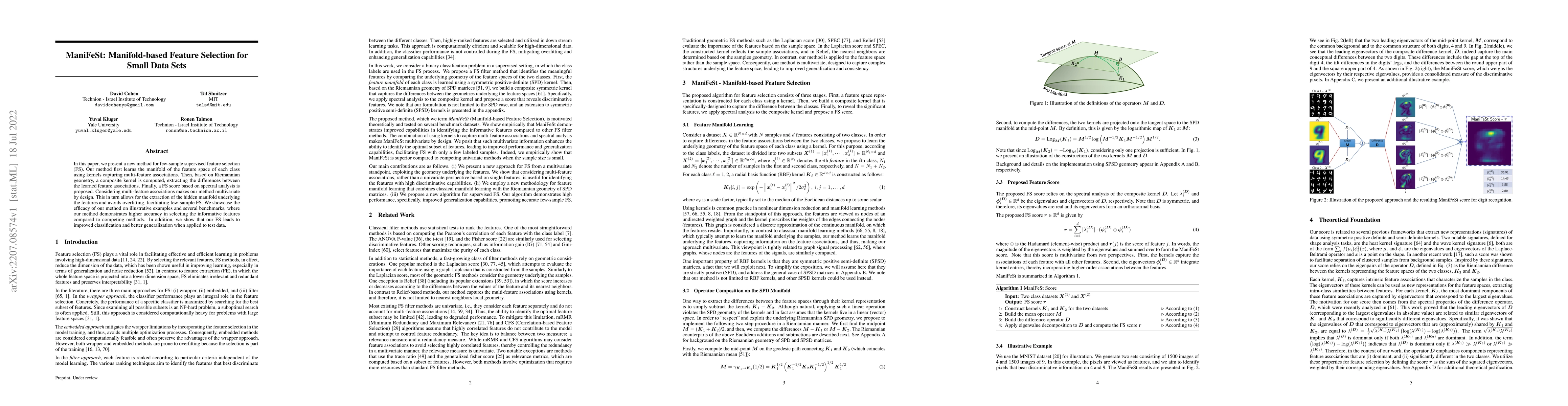 Thumbnail for ManiFeSt: Manifold-based Feature Selection for Small Data Sets