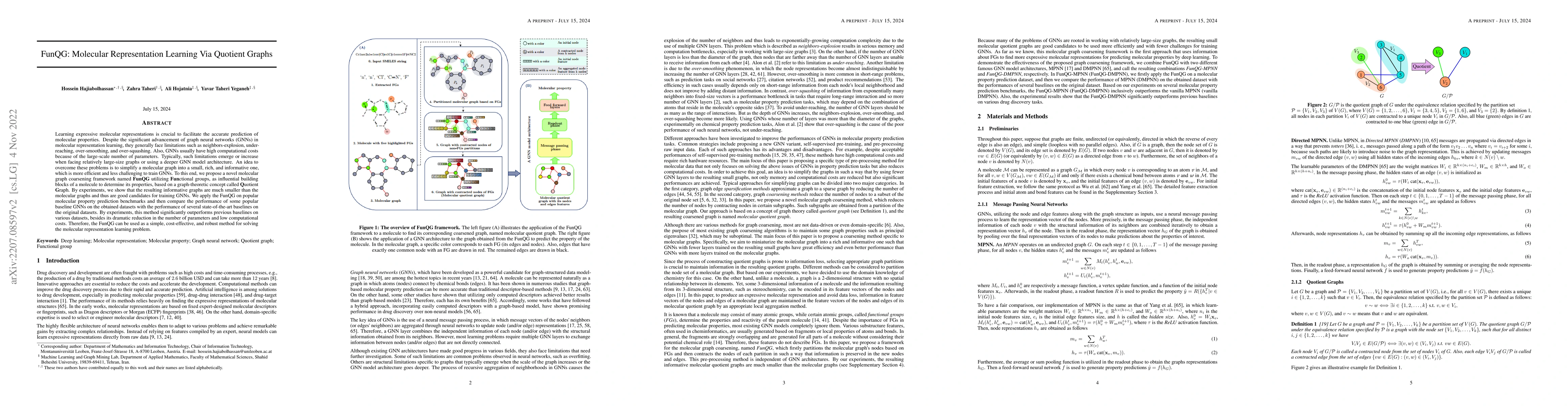 Thumbnail for FunQG: Molecular Representation Learning Via Quotient Graphs