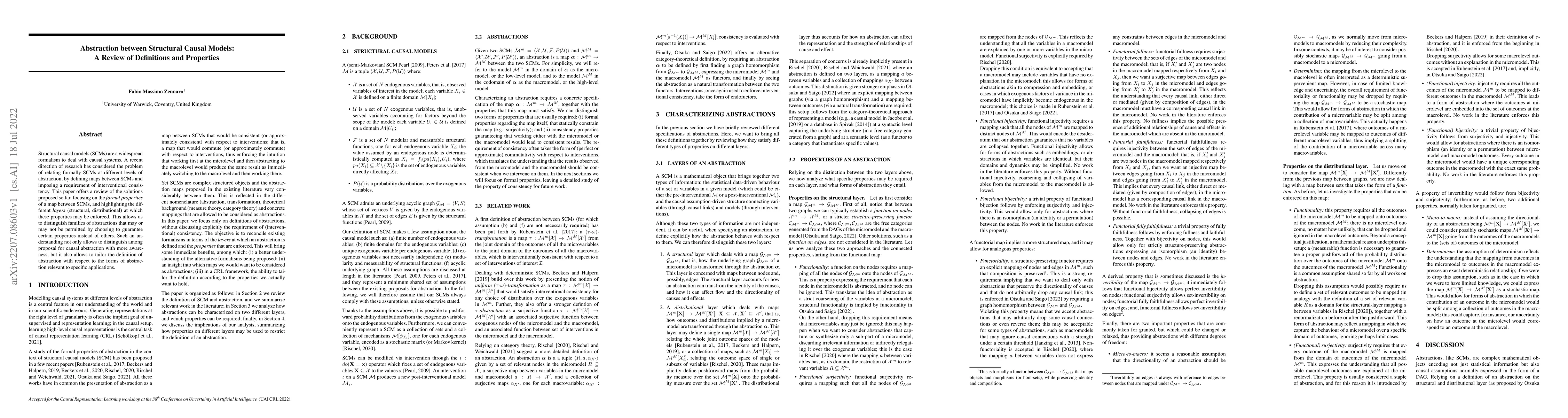 Thumbnail for Abstraction between Structural Causal Models: A Review of Definitions
  and Properties