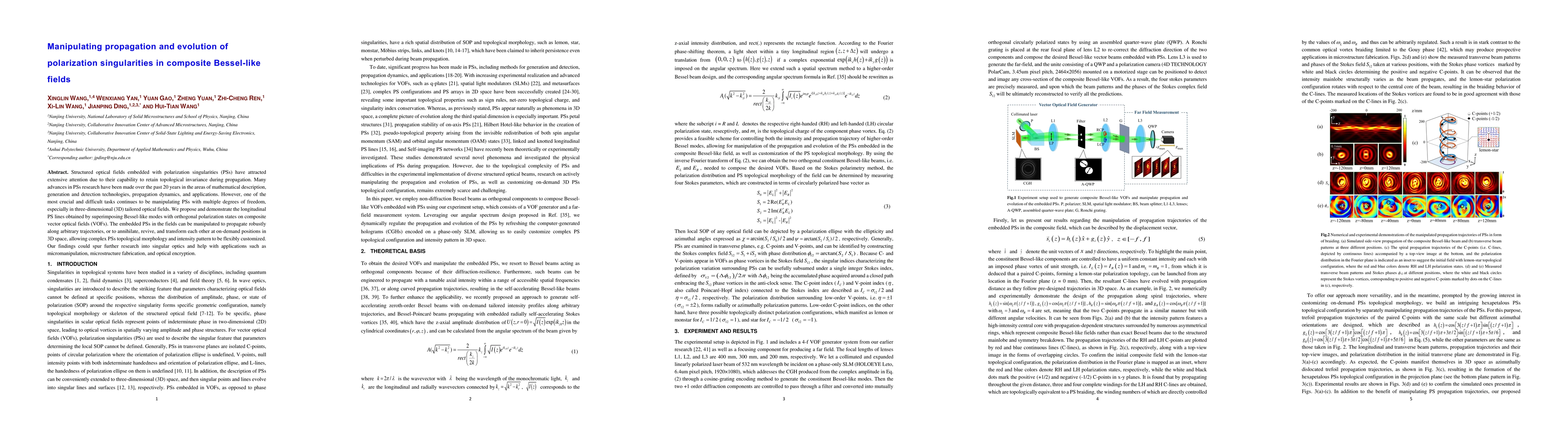 Thumbnail for Manipulating propagation and evolution of polarization singularities in
  composite Bessel-like fields