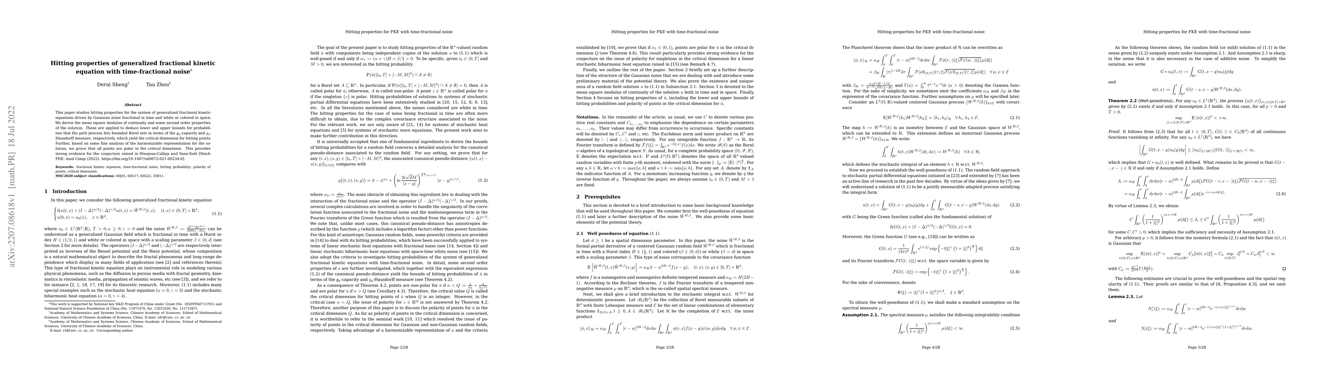 Thumbnail for Hitting properties of generalized fractional kinetic equation with
  time-fractional noise