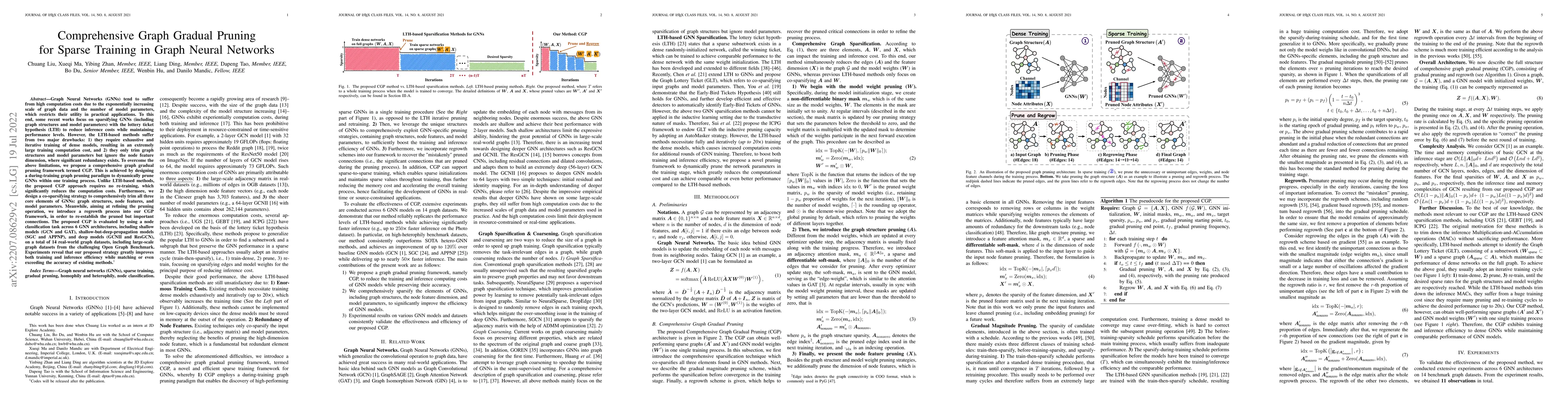 Thumbnail for Comprehensive Graph Gradual Pruning for Sparse Training in Graph Neural
  Networks