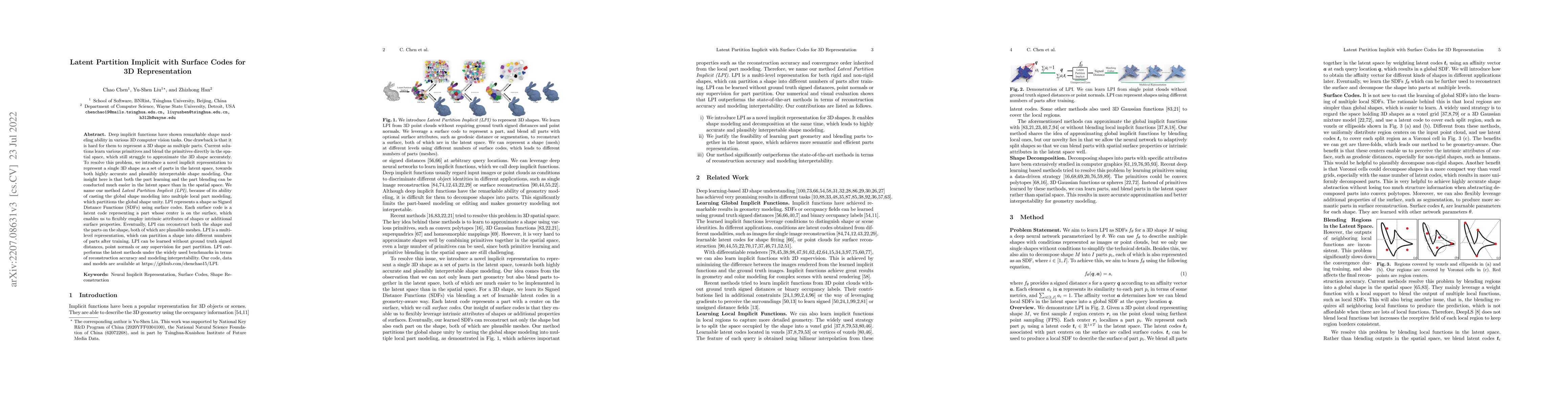 Thumbnail for Latent Partition Implicit with Surface Codes for 3D Representation