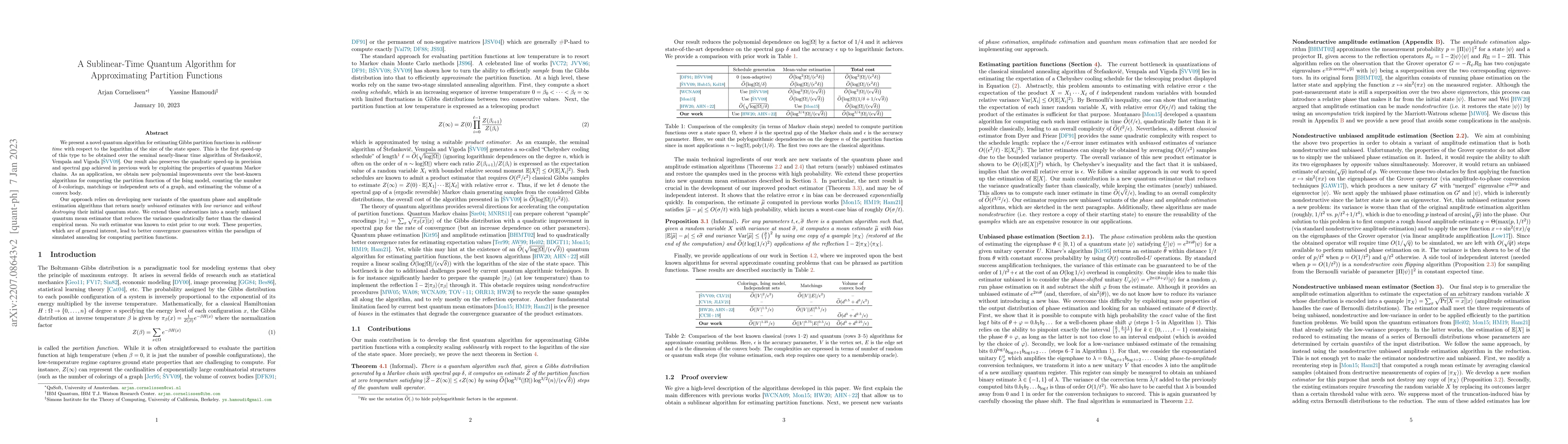Thumbnail for A Sublinear-Time Quantum Algorithm for Approximating Partition Functions