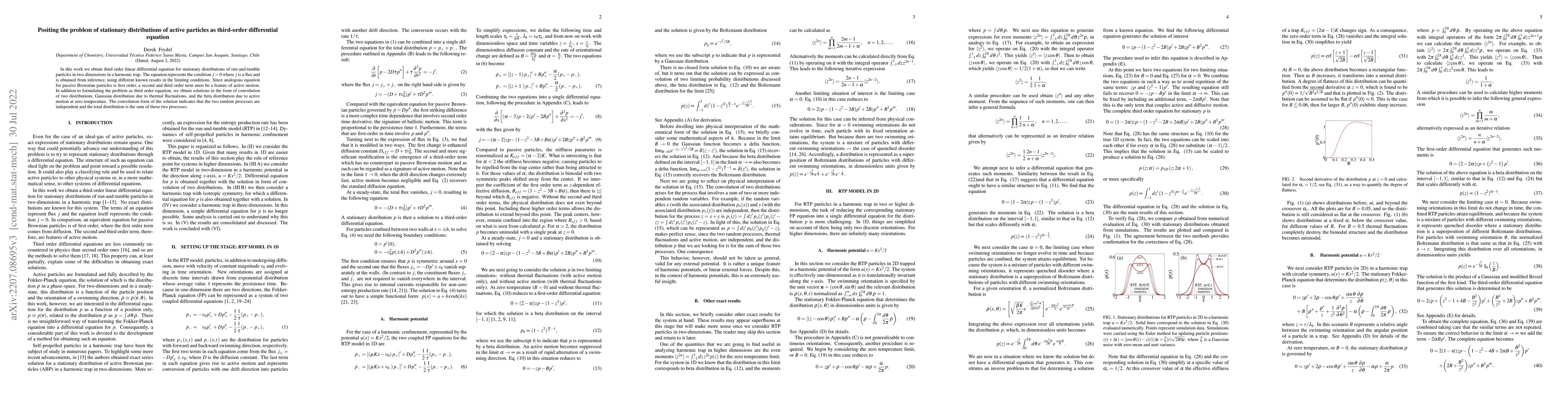 Thumbnail for Positing the problem of stationary distributions of active particles as
  third-order differential equation