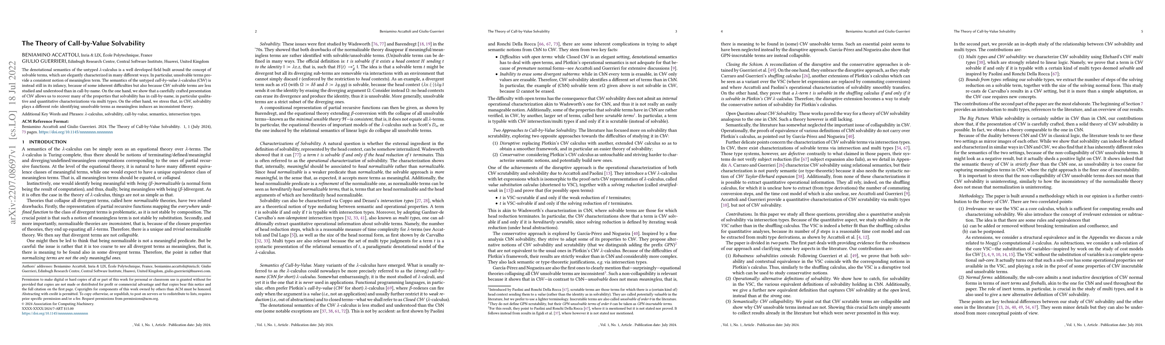 Thumbnail for The Theory of Call-by-Value Solvability (long version)