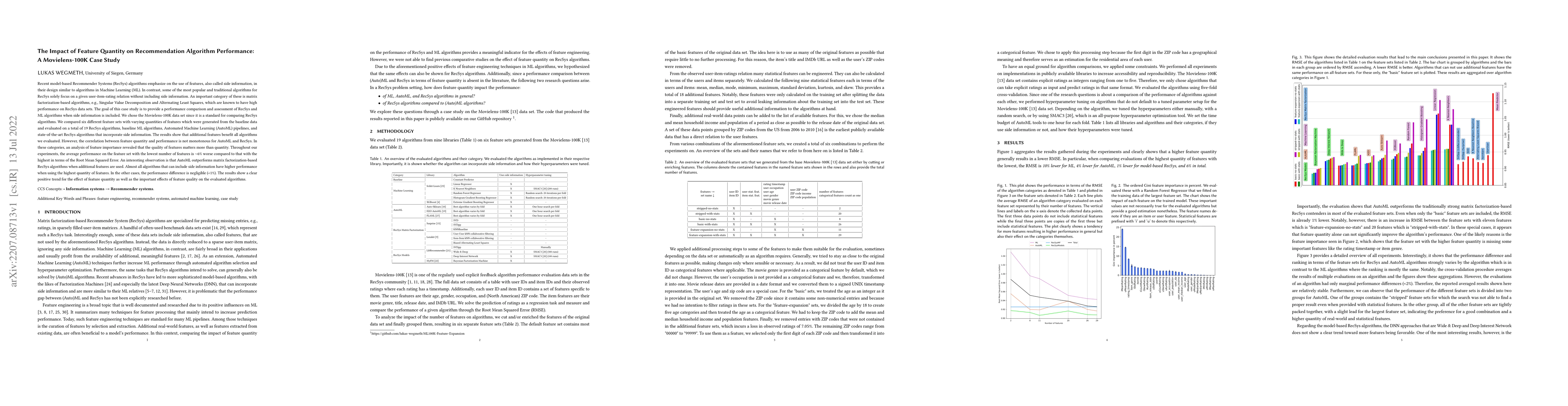 Thumbnail for The Impact of Feature Quantity on Recommendation Algorithm Performance:
  A Movielens-100K Case Study