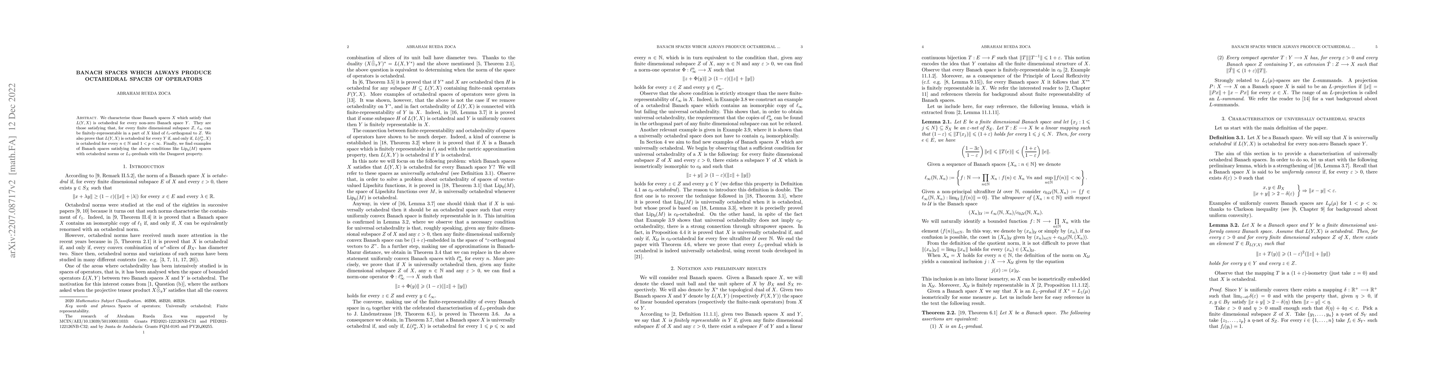 Thumbnail for Banach spaces which always produce octahedral spaces of operators