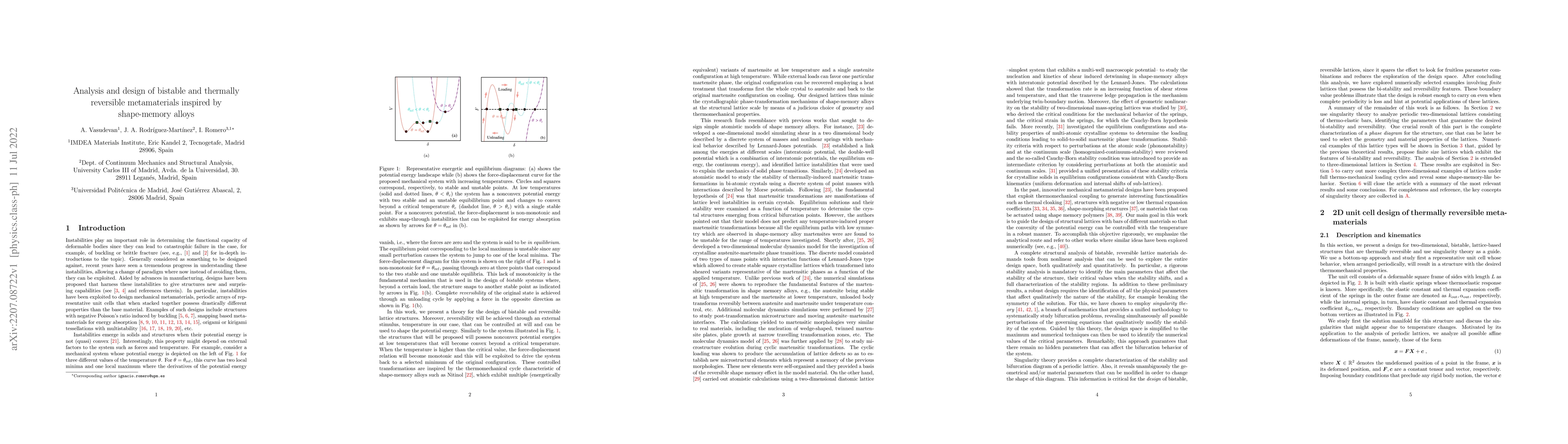 Thumbnail for Analysis and design of bistable and thermally reversible metamaterials
  inspired by shape-memory alloys