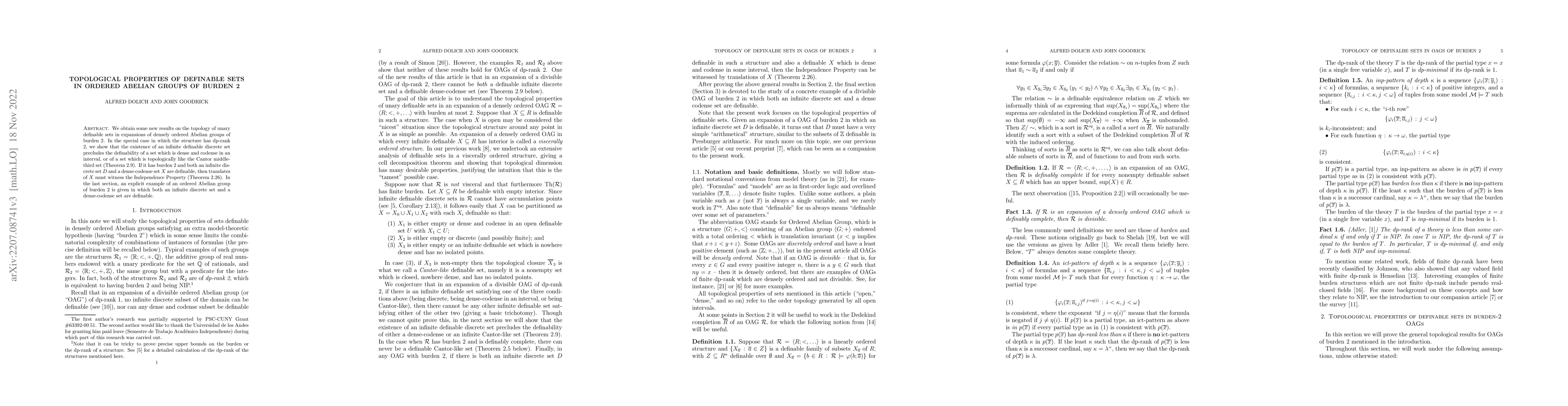 Thumbnail for Topological properties of definable sets in ordered Abelian groups of
  burden 2