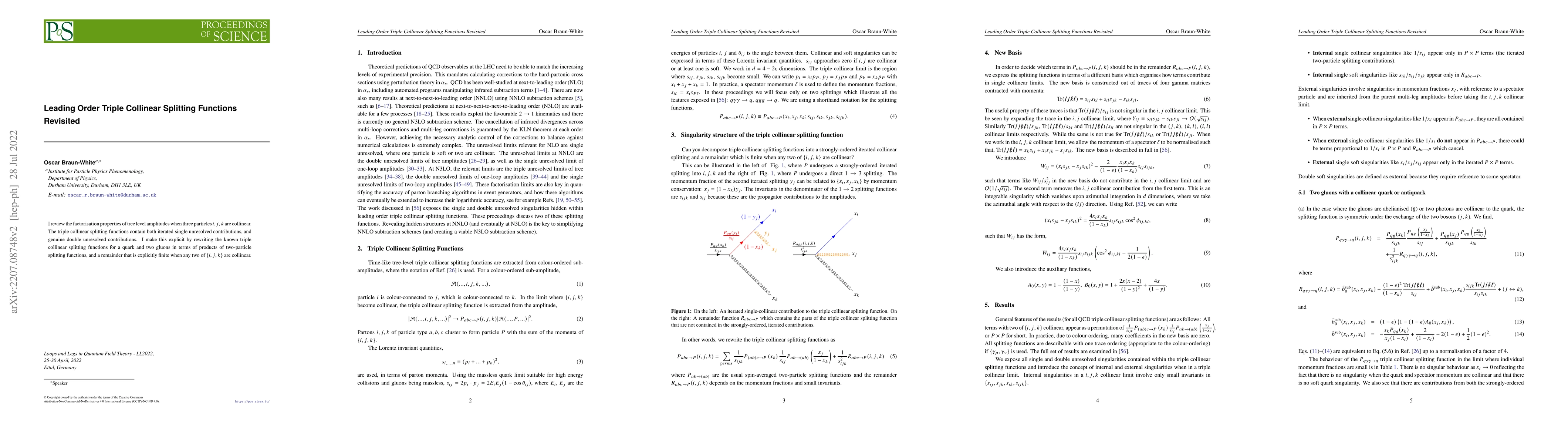 Thumbnail for Leading Order Triple Collinear Splitting Functions Revisited