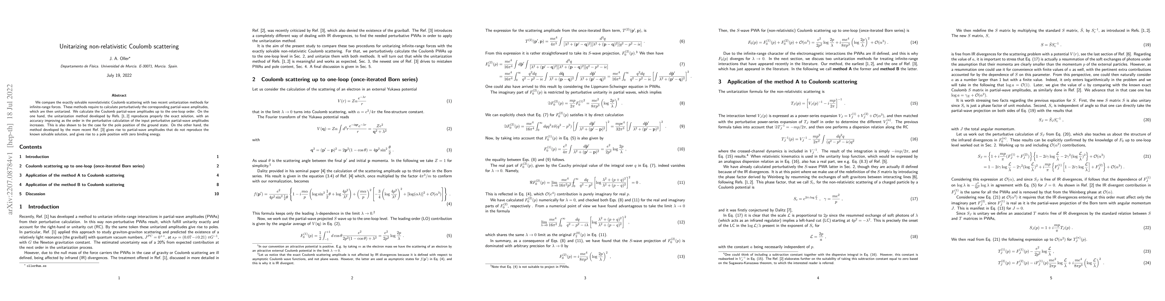 Thumbnail for Unitarizing non-relativistic Coulomb scattering