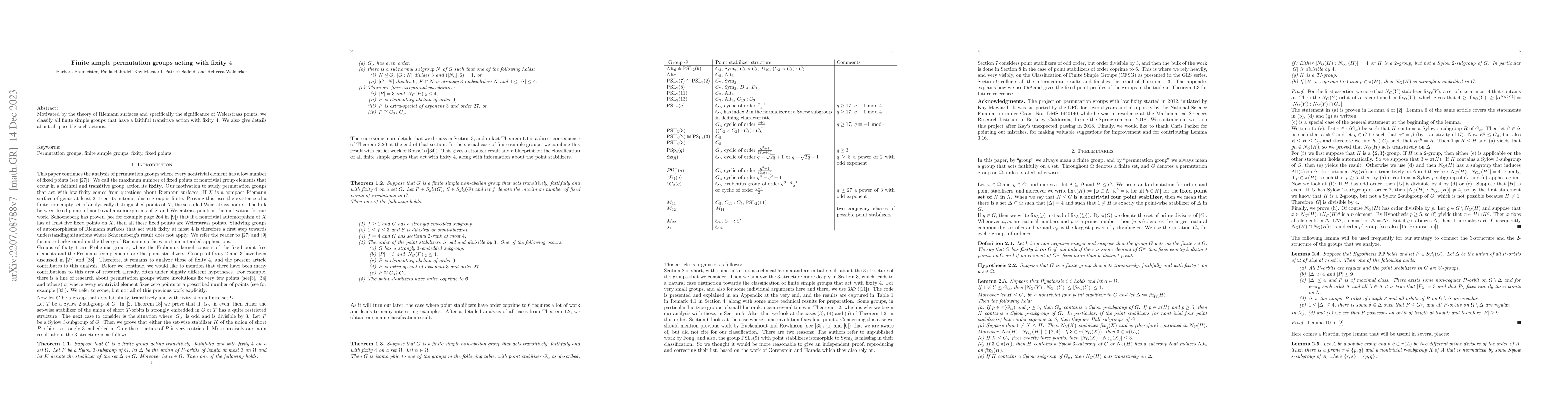 Thumbnail for Finite simple permutation groups acting with fixity 4