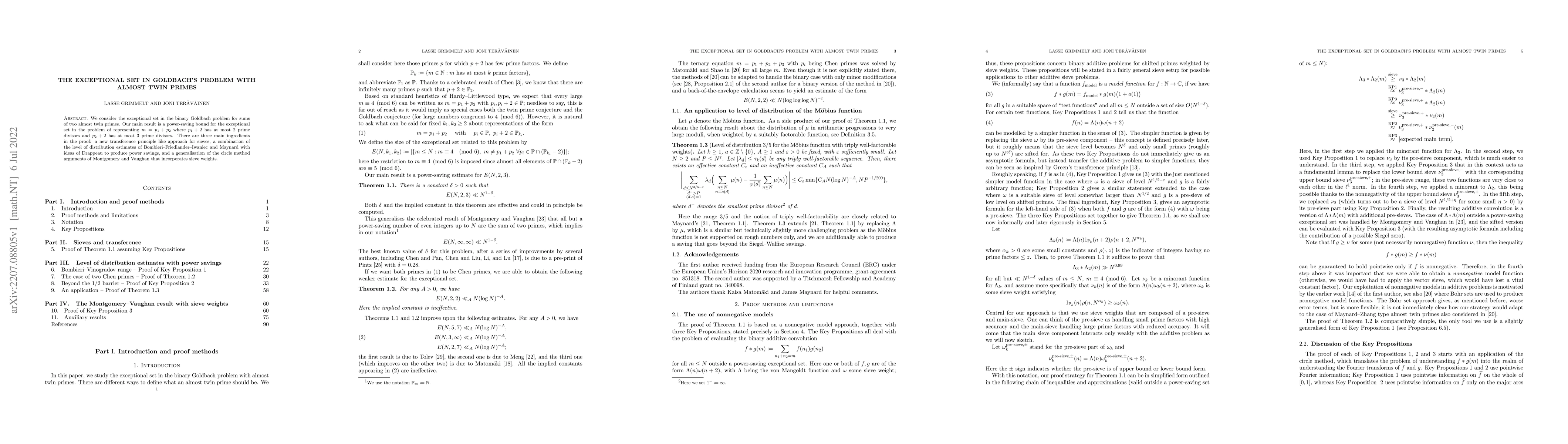 Thumbnail for The Exceptional Set in Goldbach's Problem with Almost Twin Primes