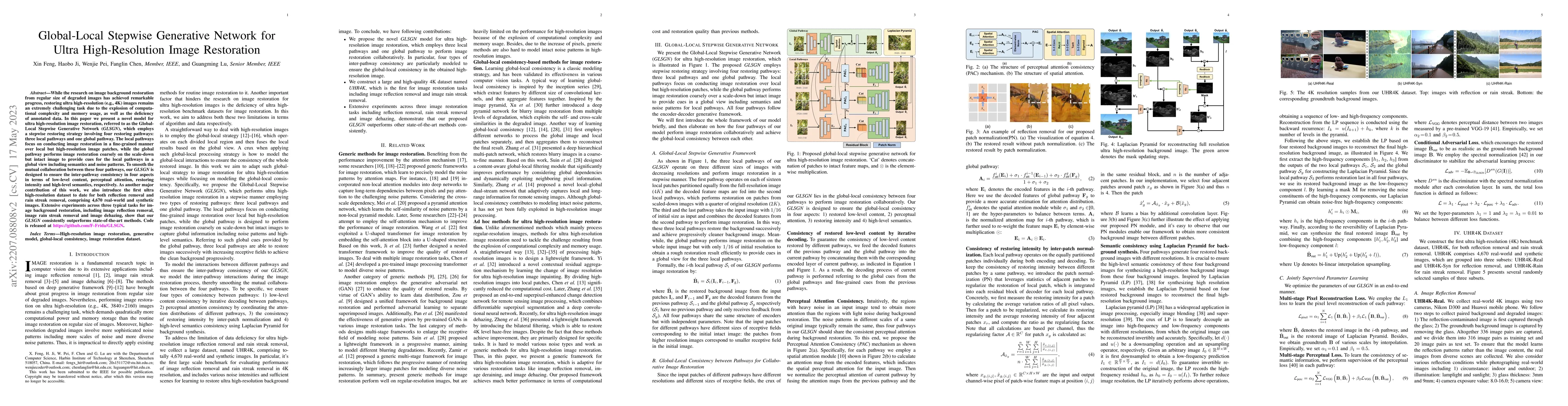 Thumbnail for Global-Local Stepwise Generative Network for Ultra High-Resolution Image
  Restoration