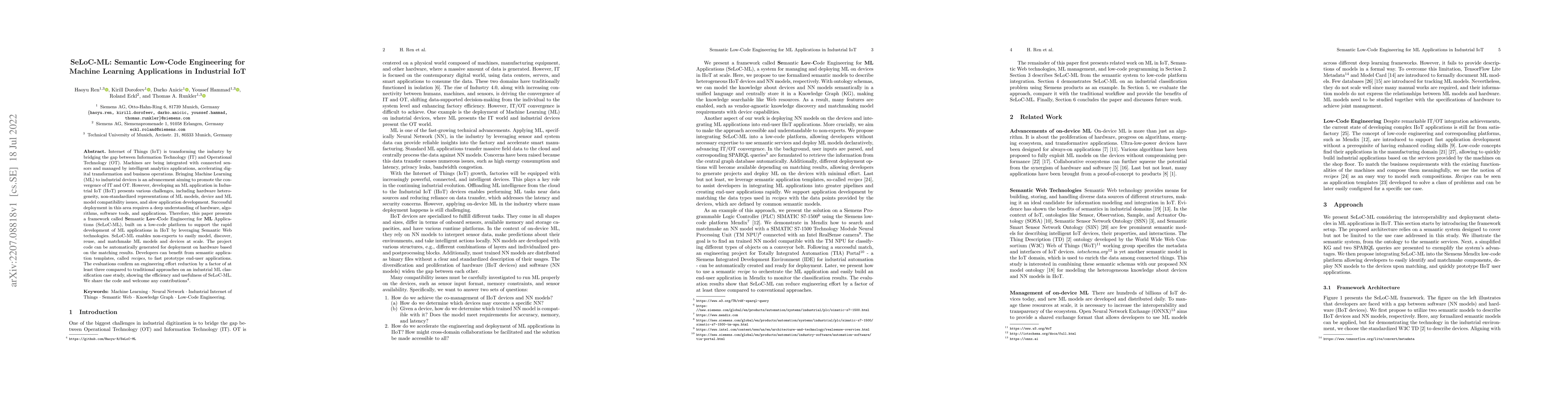 Thumbnail for SeLoC-ML: Semantic Low-Code Engineering for Machine Learning
  Applications in Industrial IoT