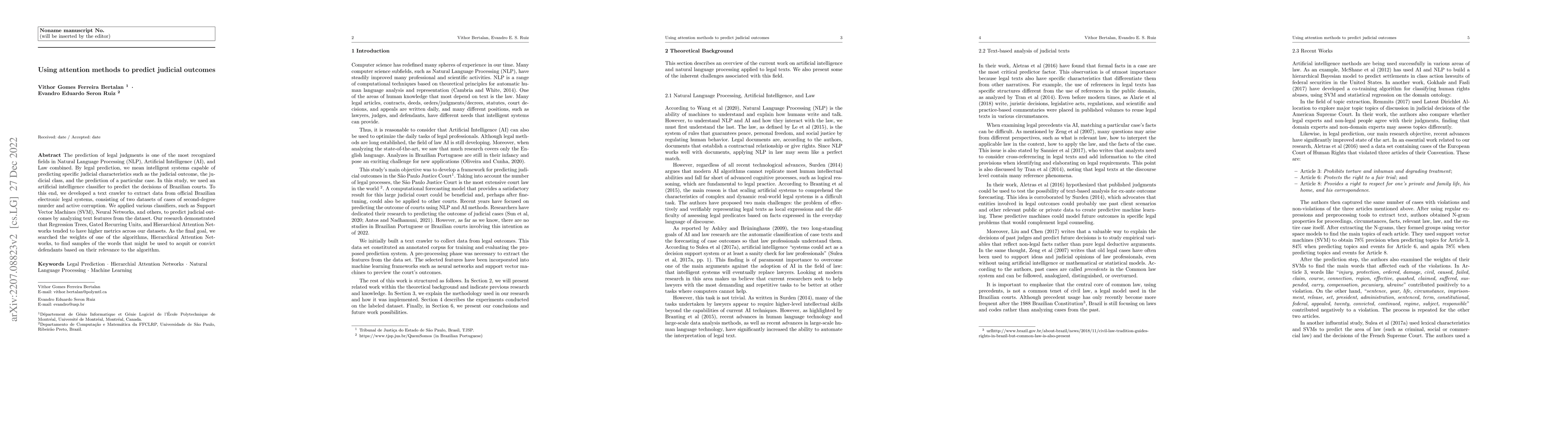 Thumbnail for Using attention methods to predict judicial outcomes
