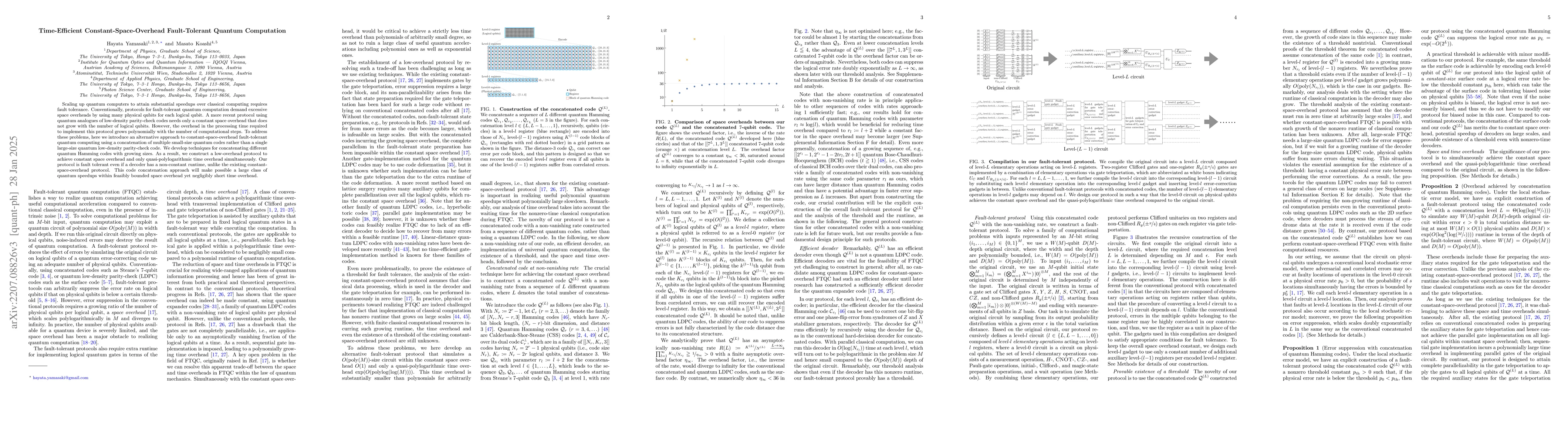 Thumbnail for Time-Efficient Constant-Space-Overhead Fault-Tolerant Quantum
  Computation
