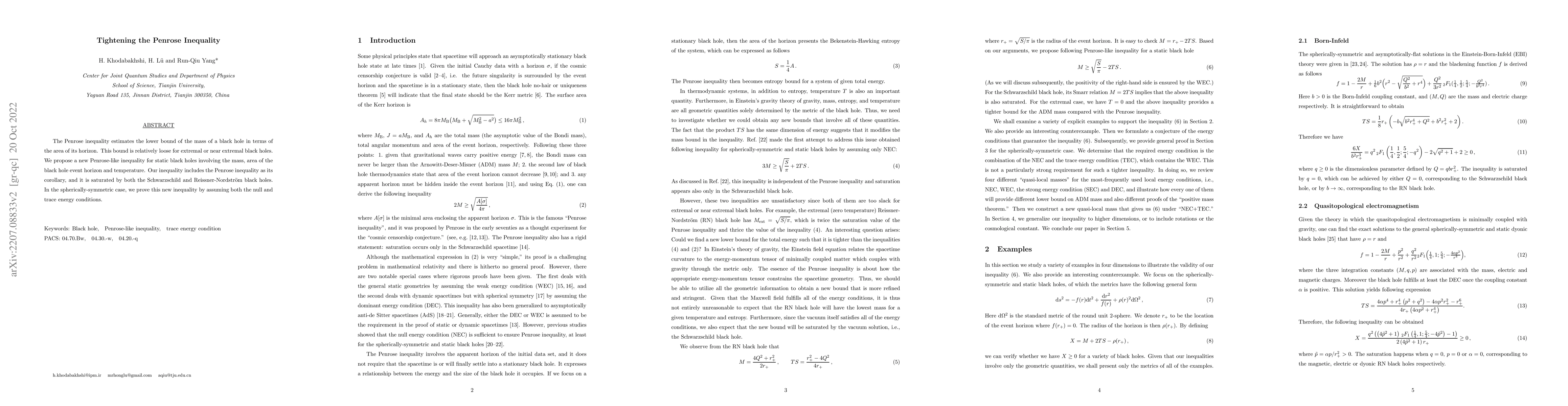 Thumbnail for Tightening the Penrose Inequality