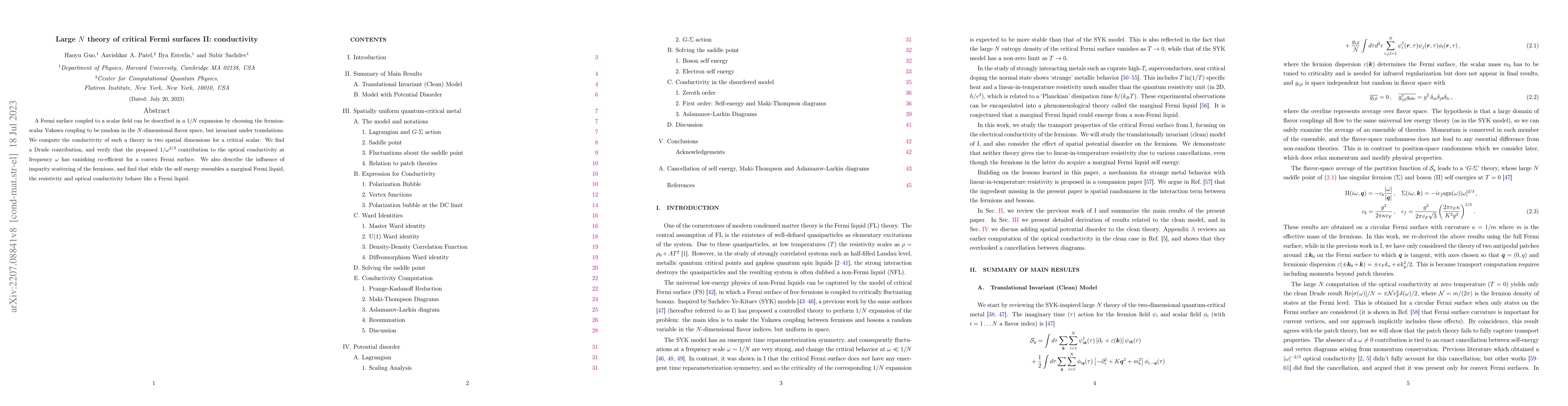 Thumbnail for Large $N$ theory of critical Fermi surfaces II: conductivity