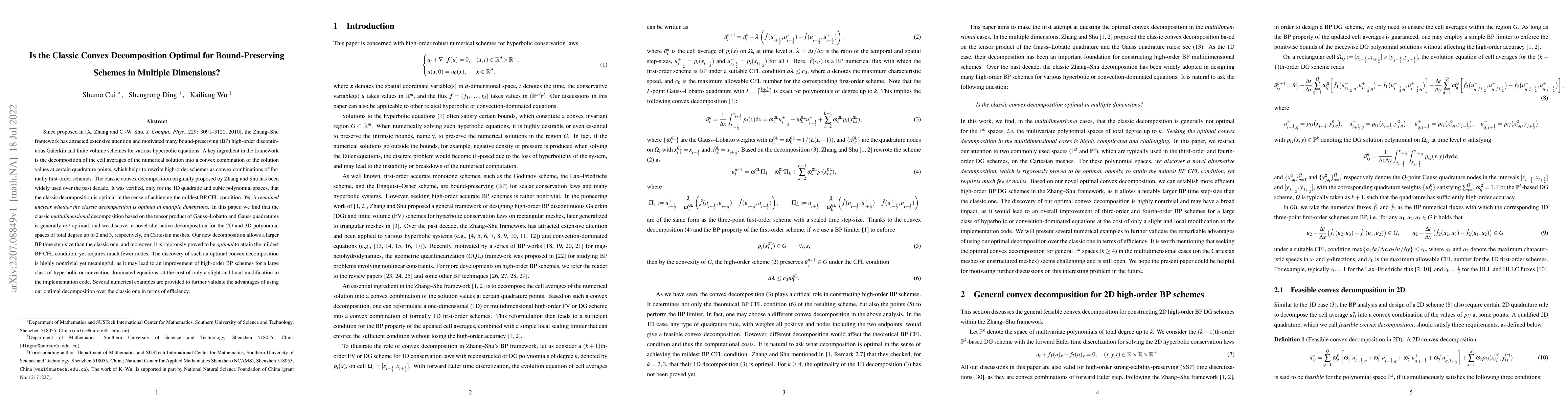 Thumbnail for Is the Classic Convex Decomposition Optimal for Bound-Preserving Schemes
  in Multiple Dimensions?