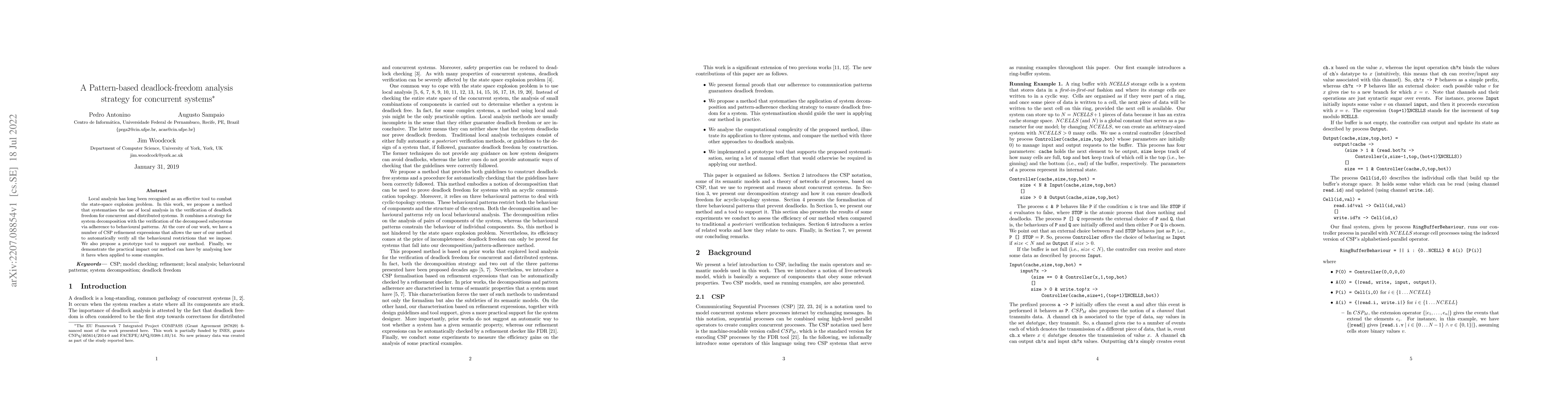 Thumbnail for A Pattern-based deadlock-freedom analysis strategy for concurrent
  systems
