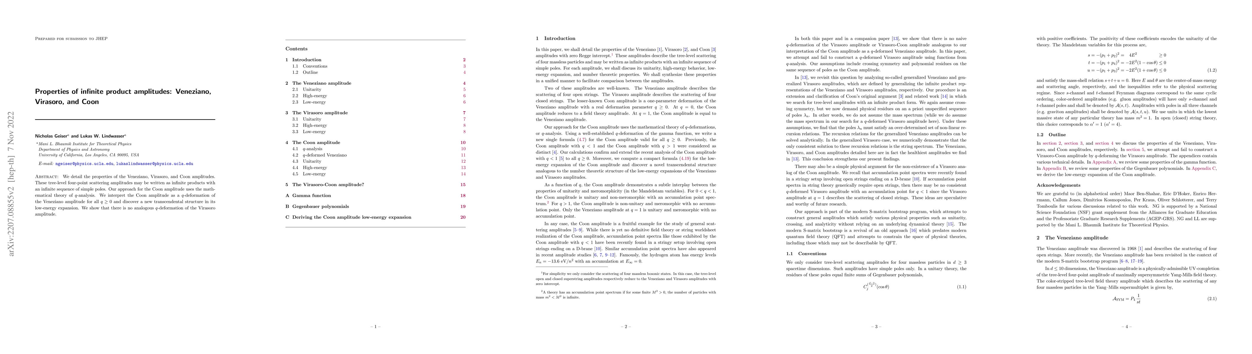 Thumbnail for Properties of infinite product amplitudes: Veneziano, Virasoro, and Coon