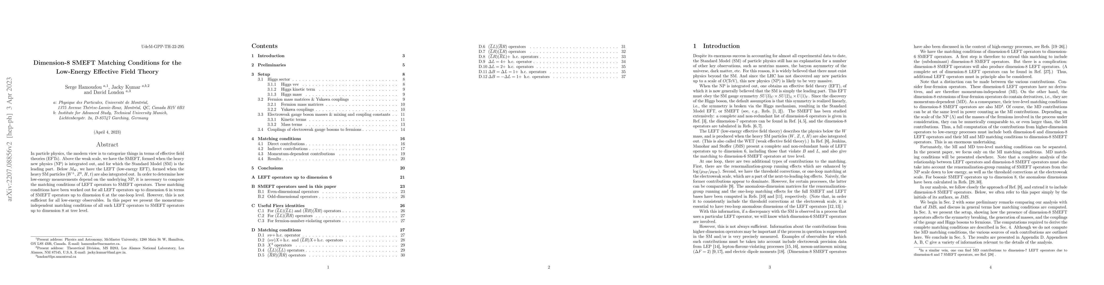 Thumbnail for Dimension-8 SMEFT Matching Conditions for the Low-Energy Effective Field
  Theory