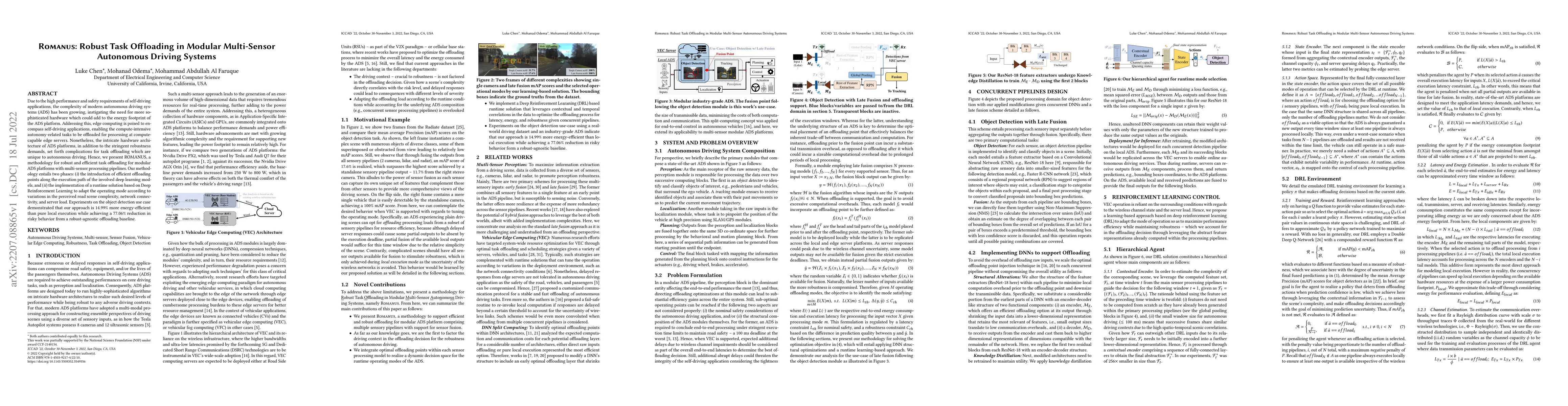 Thumbnail for Romanus: Robust Task Offloading in Modular Multi-Sensor Autonomous
  Driving Systems