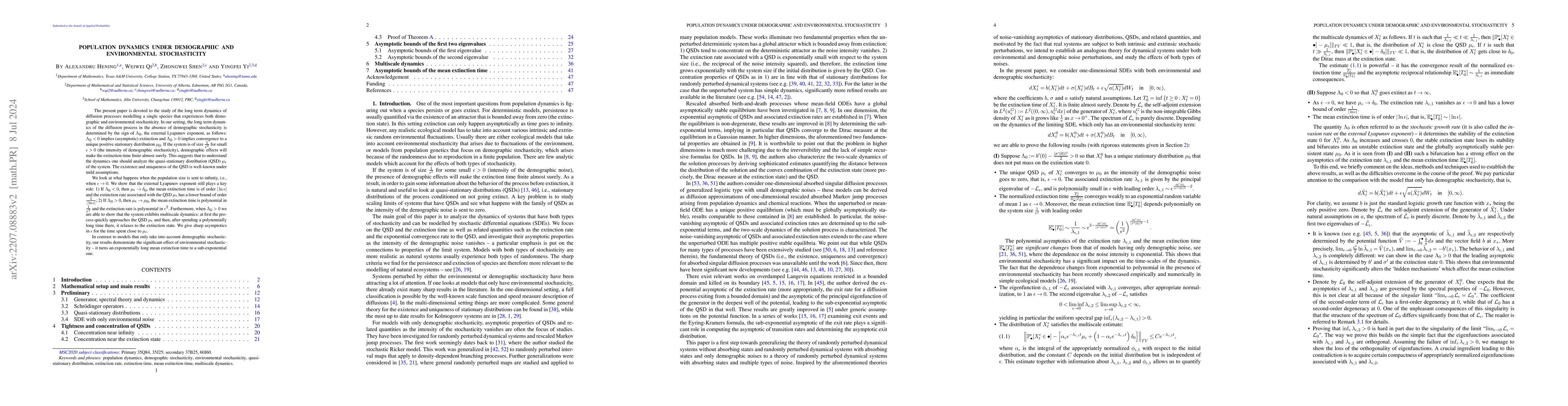 Thumbnail for Population dynamics under demographic and environmental stochasticity