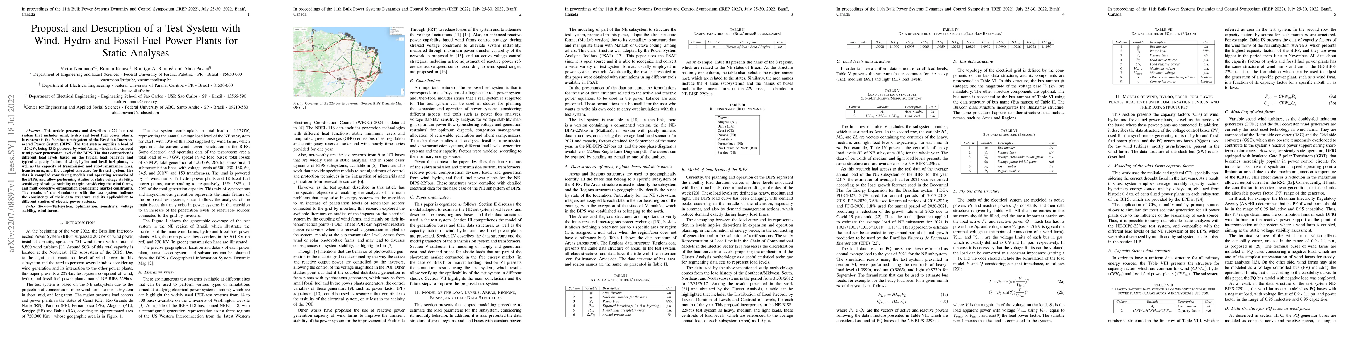 Thumbnail for Proposal and Description of a Test System with Wind, Hydro and Fossil
  Fuel Power Plants for Static Analyses