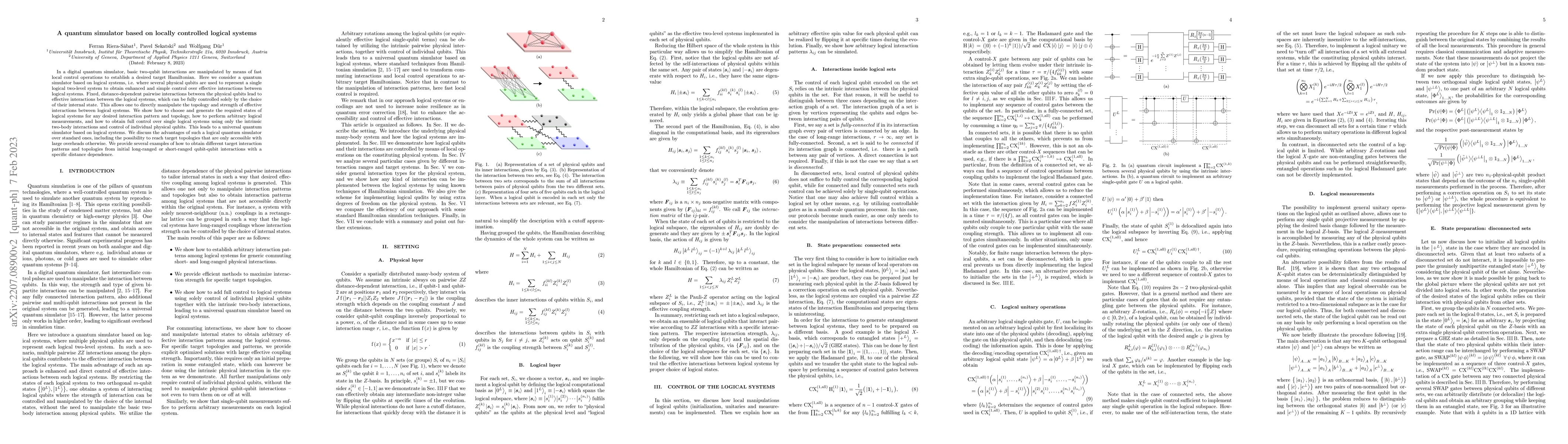 Thumbnail for A Quantum Simulator Based on Locally Controlled Logical Systems