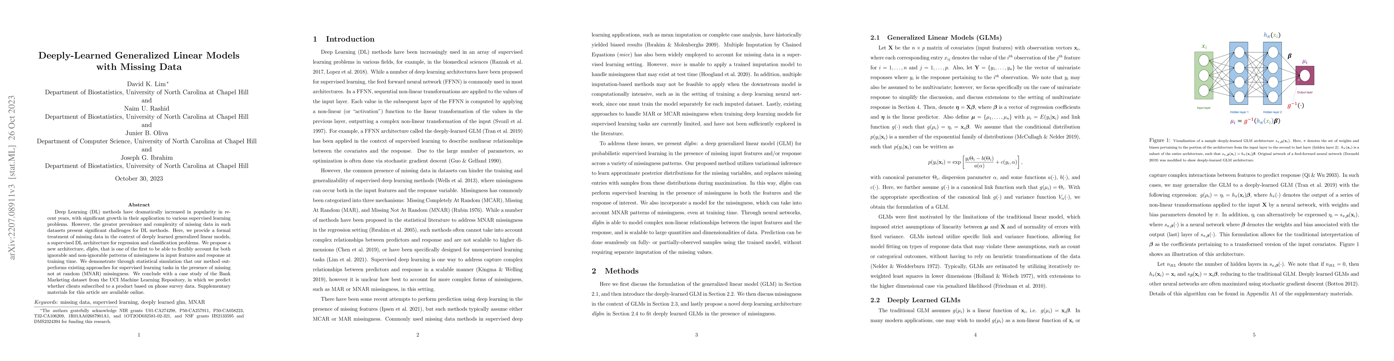 Thumbnail for Deeply-Learned Generalized Linear Models with Missing Data