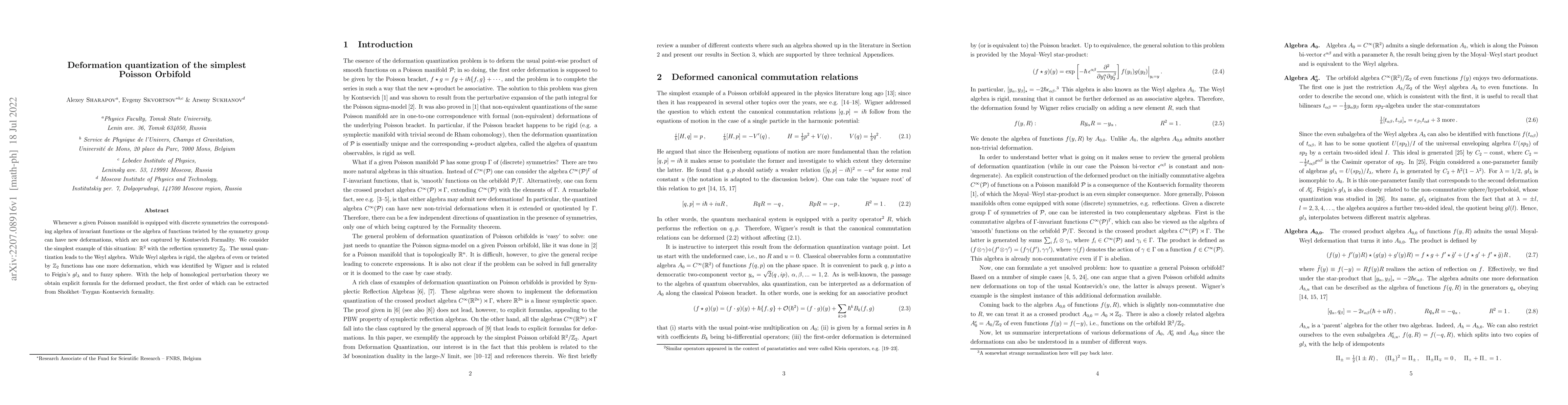 Thumbnail for Deformation quantization of the simplest Poisson Orbifold