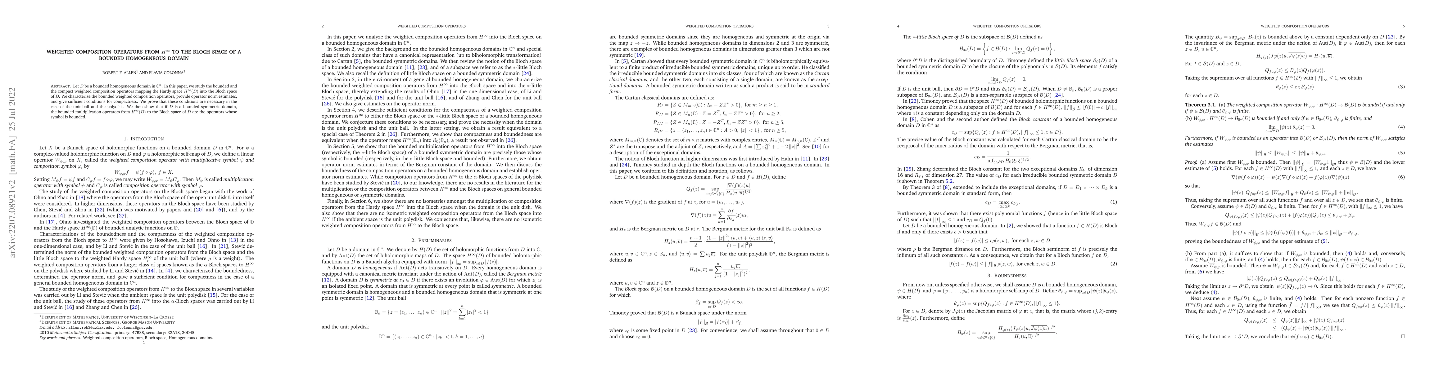 Thumbnail for Weighted composition operators from $H^\infty$ to the Bloch space of a
  bounded homogeneous domain