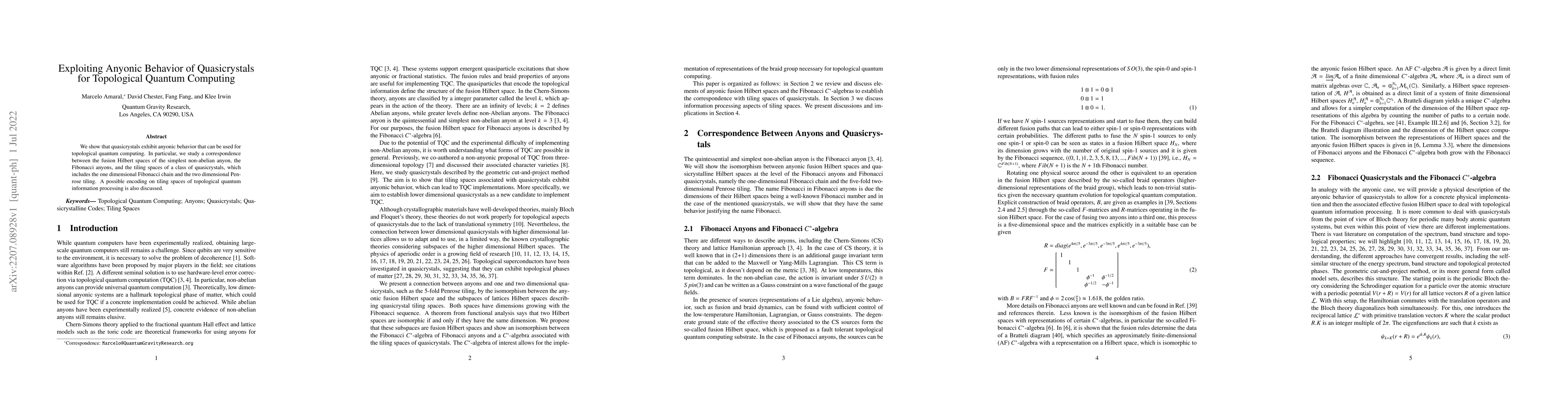 Thumbnail for Exploiting Anyonic Behavior of Quasicrystals for Topological Quantum
  Computing