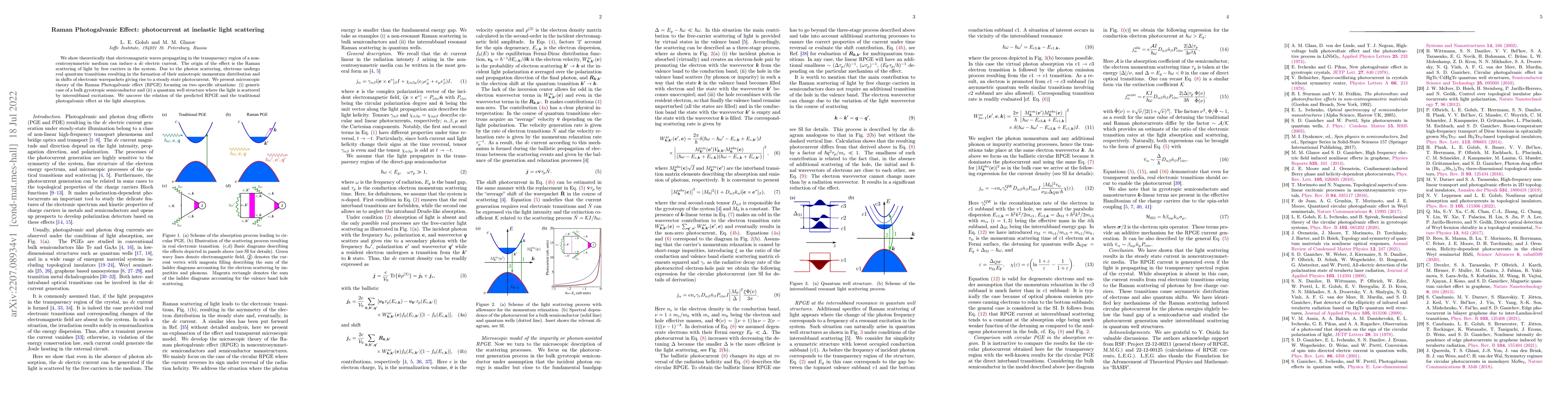 Thumbnail for Raman Photogalvanic Effect: photocurrent at inelastic light scattering