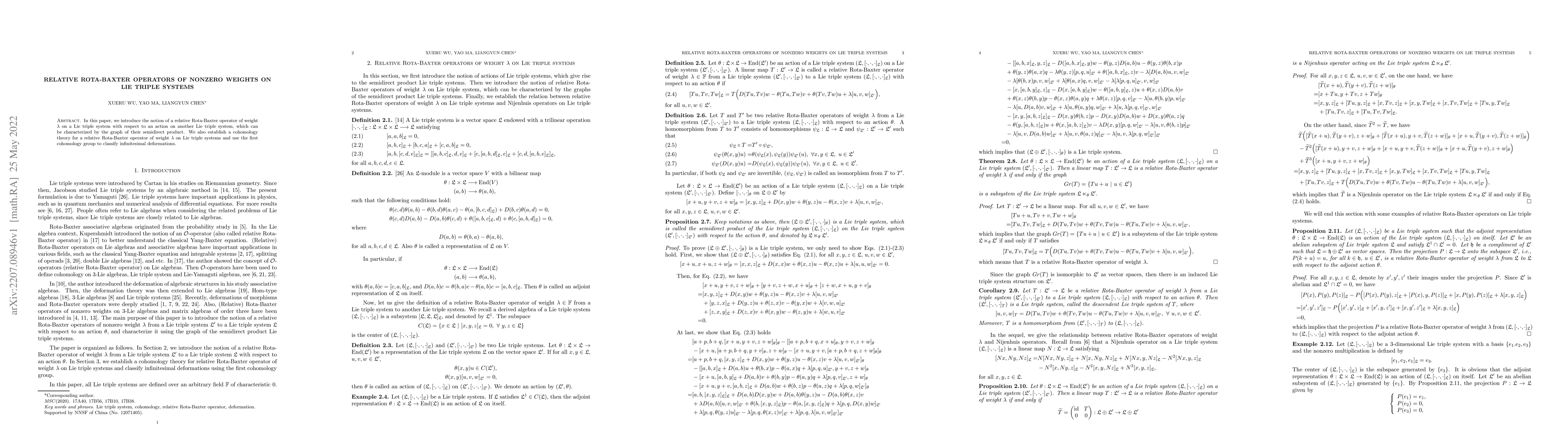 Thumbnail for Relative Rota-Baxter operators of nonzero weights on Lie Triple Systems