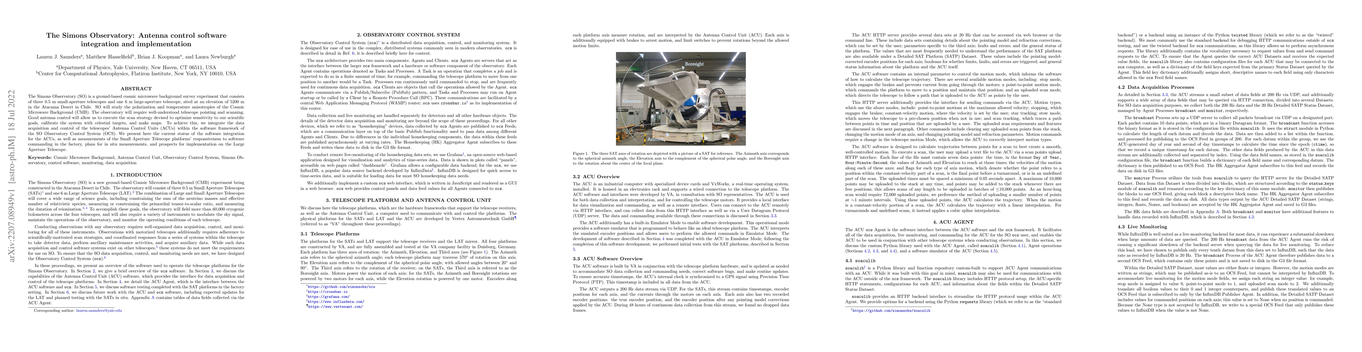 Thumbnail for The Simons Observatory: Antenna control software integration and
  implementation