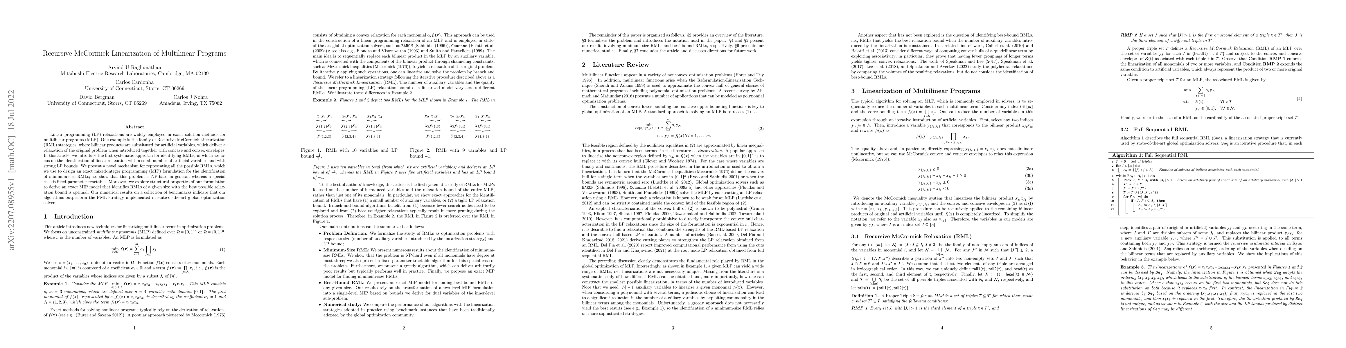 Thumbnail for Recursive McCormick Linearization of Multilinear Programs