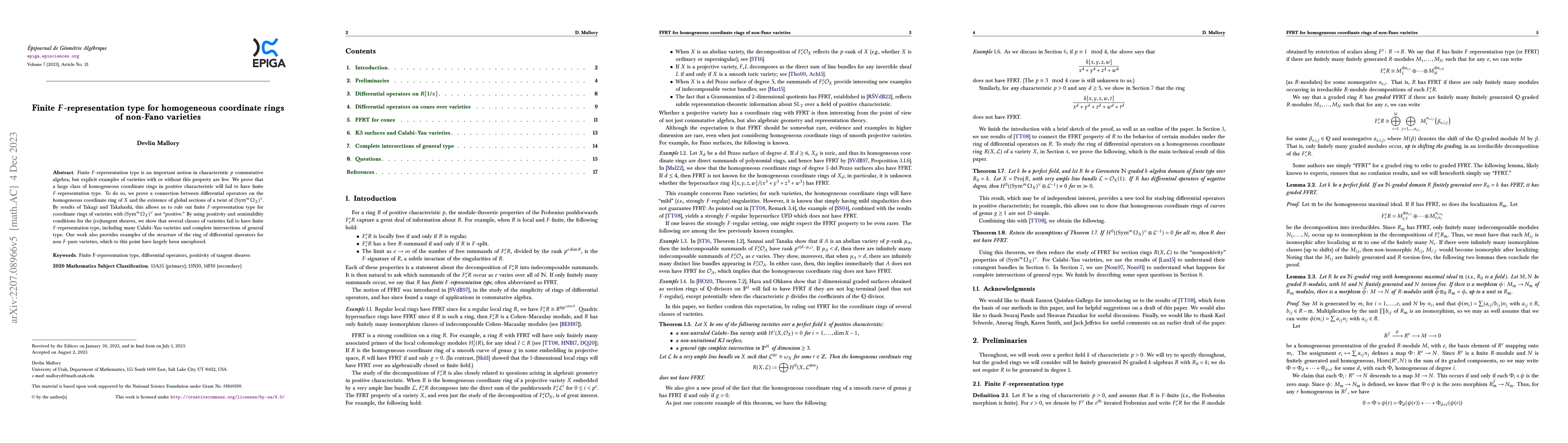 Thumbnail for Finite $F$-representation type for homogeneous coordinate rings of
  non-Fano varieties