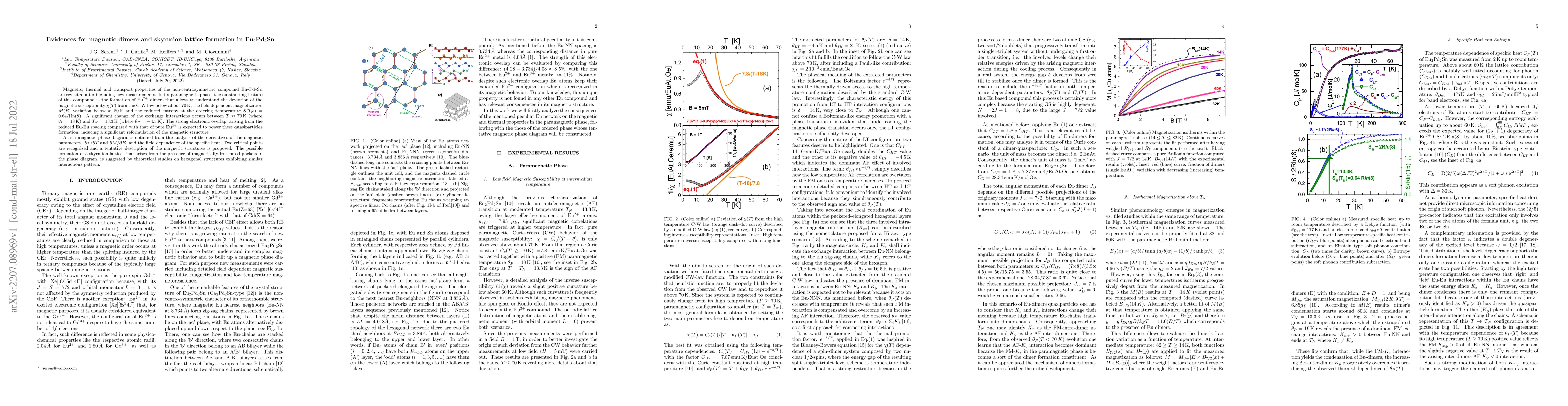 Thumbnail for Evidences for magnetic dimers and skyrmion lattice formation in
  Eu$_2$Pd$_2$Sn