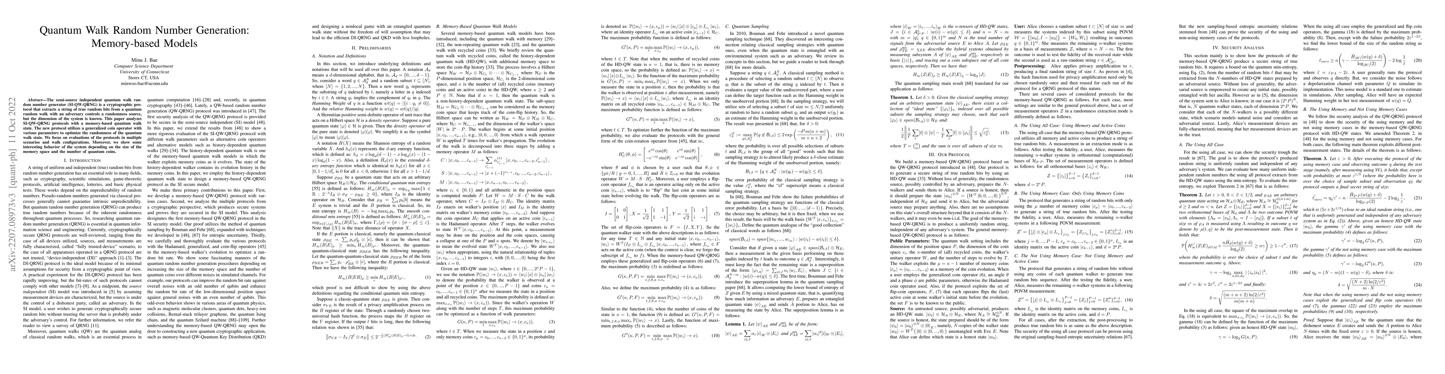 Thumbnail for Quantum Walk Random Number Generation: Memory-based Models